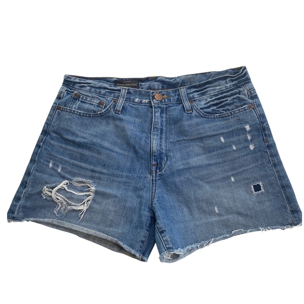 J.Crew Broken In Boyfriend Denim Shorts Distressed Blue Cotton Women 29/ 8